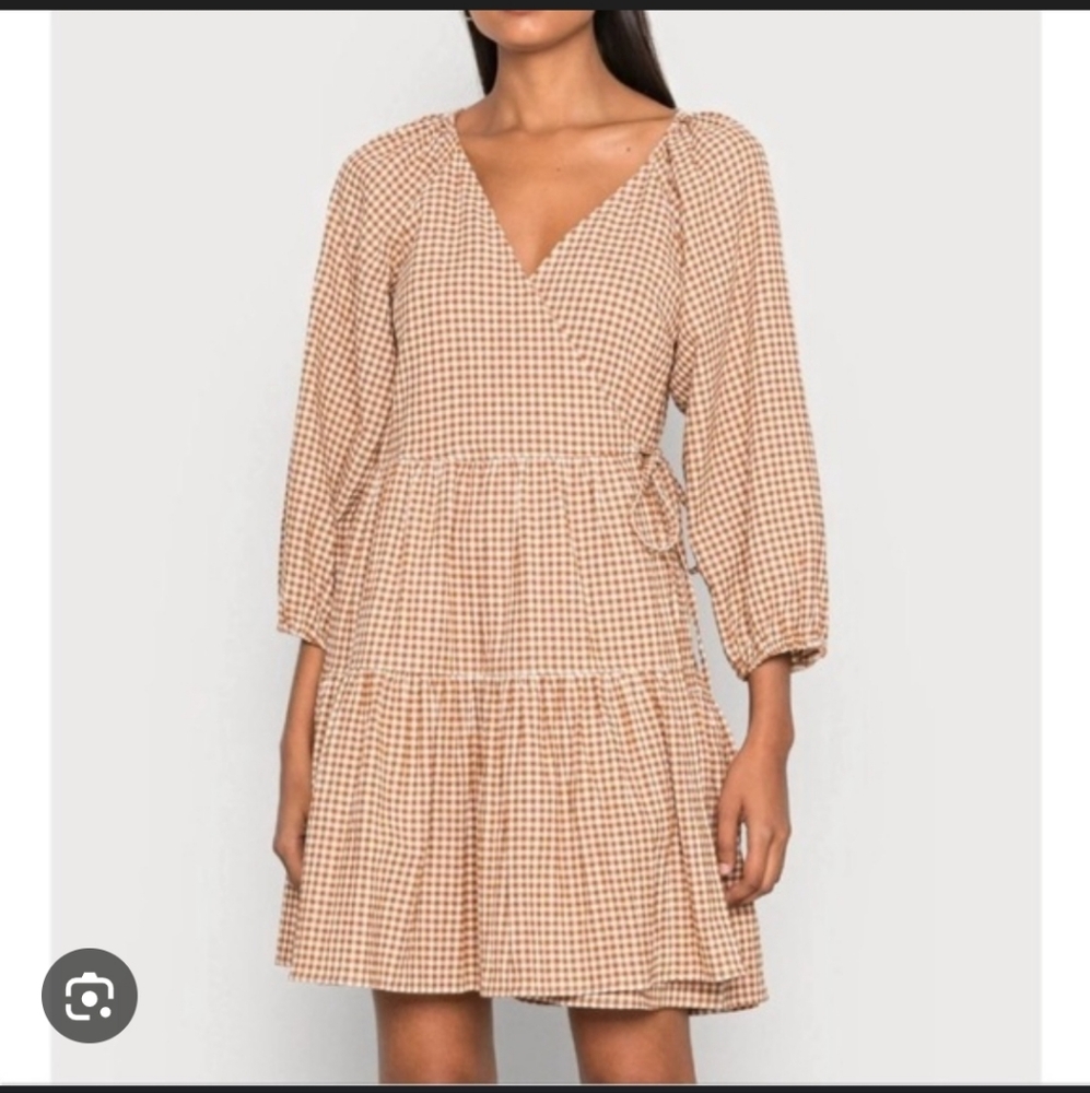 Madewell Gingham Puff Sleeve Wrap Dress